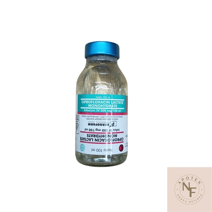 Ciprofloxacin Lactate Monohydrate Infus IV 200mg/100ml - Antibiotik