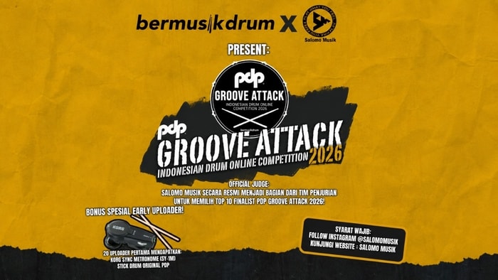 Bermusik Drum X Salomo Musik Present: PDP Groove Attack Indonesian Drum Online Competition 2026 Resmi Dibuka