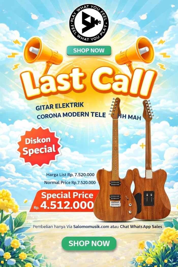 LAST CALL! Gitar Elektrik Corona Modern Tele H H MAH Harga Spesial!