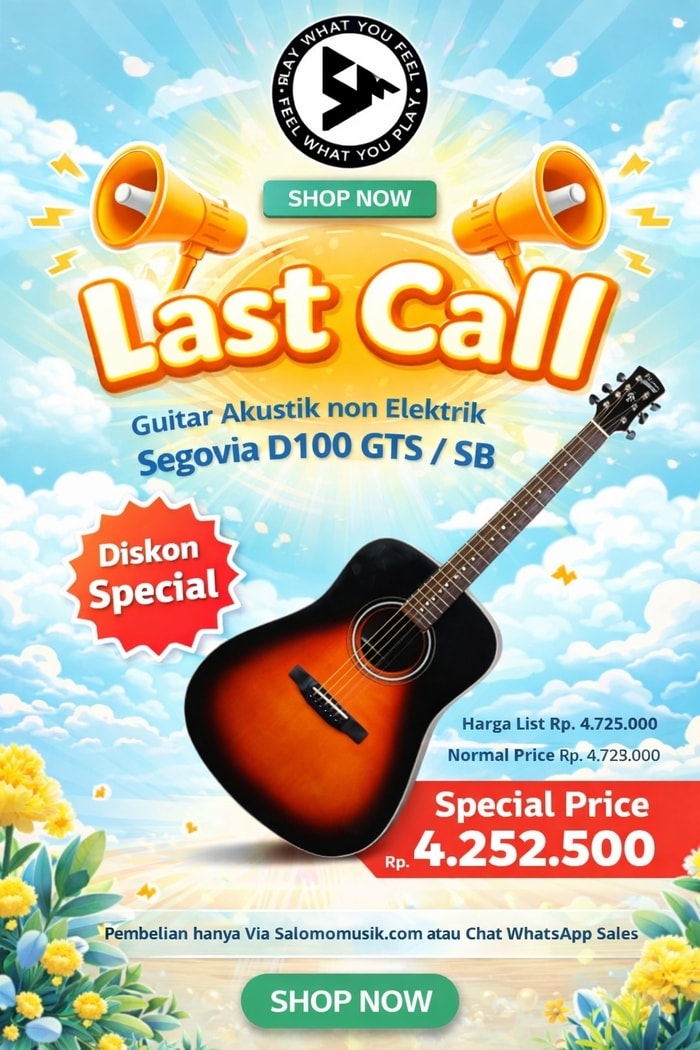 LAST CALL! Gitar Akustik Non Elektrik Segovia D100 GTS/SB Harga Spesial!