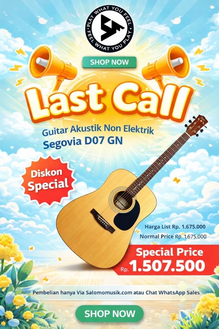 LAST CALL! Gitar Akustik Non Elektrik Segovia D07 GN Harga Spesial!