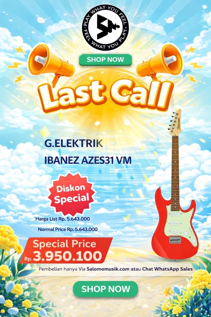 LAST CALL! Gitar Elektrik Ibanez AZES31-VM Vermilion Harga Spesial!