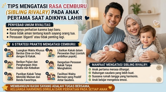 Tips Mengatasi Rasa Cemburu (Sibling Rivalry) pada Anak Pertama Saat Adiknya Lahir