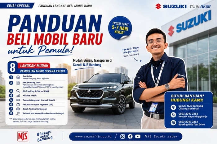 Baru Pertama Kali Membeli Mobil Baru? Ini Alur Pembelian Mobil Secara Kredit di Suzuki NJS Bandung