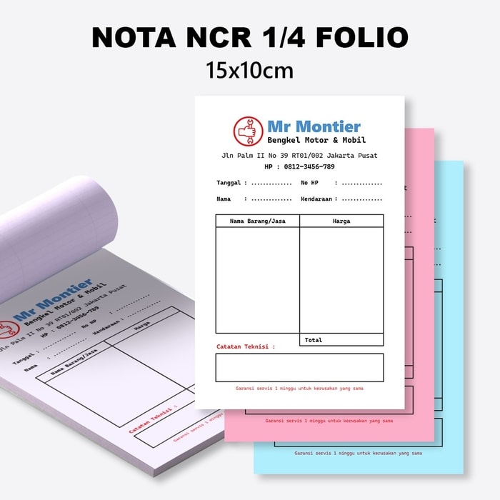 nota ncr 1/4 folio portrait
