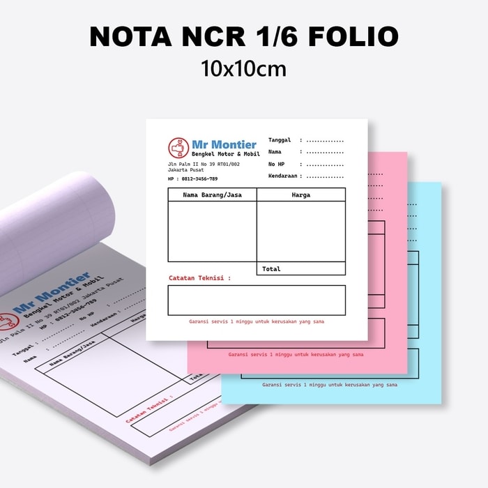 nota ncr 1/6 folio