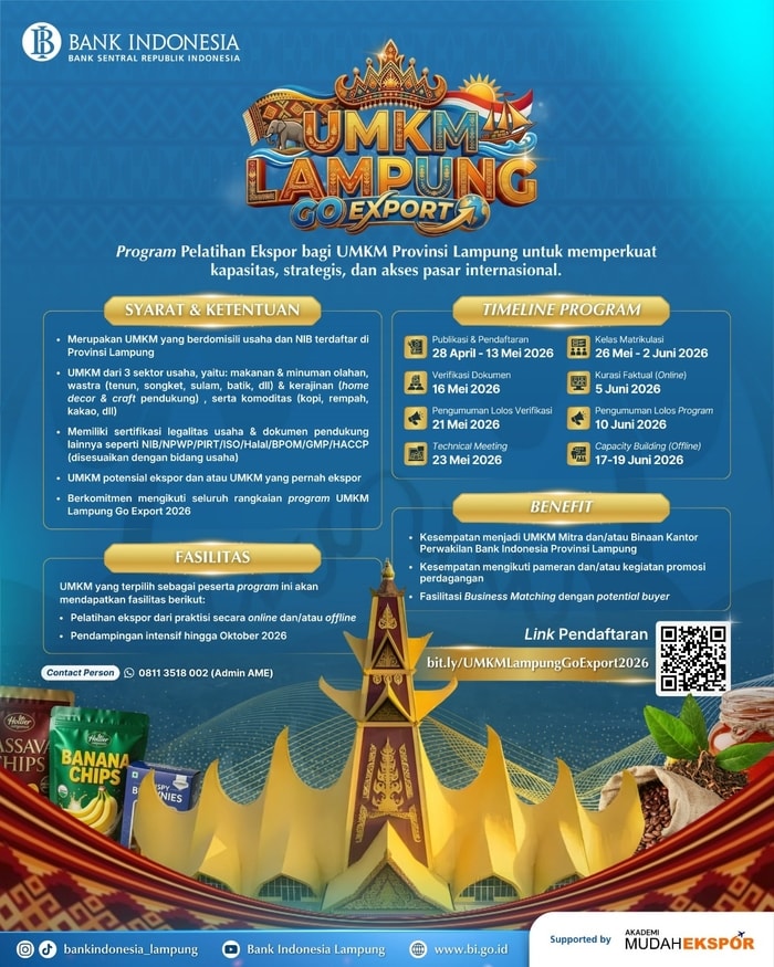 Pendaftaran UMKM Lampung Go Export 2026 Dibuka! 🎉