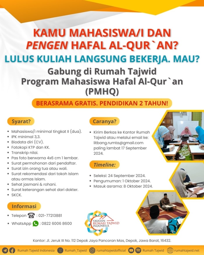 Pendaftaran Program Mahasiswa Hafal Qur`an