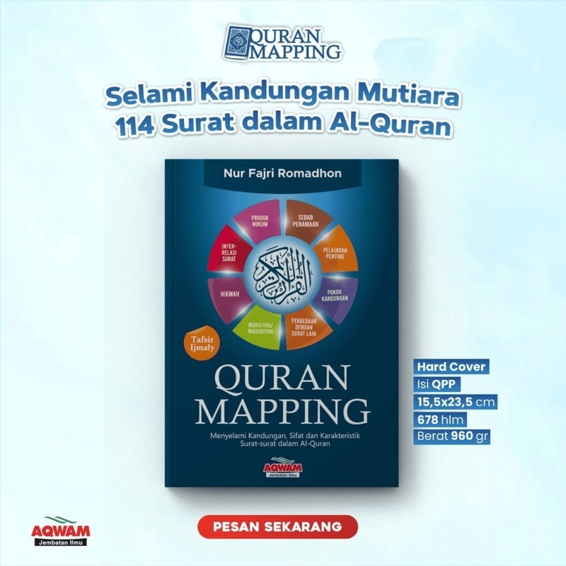 Buku Quran Mapping karya Nur Fajri Romadhon, terbitan Aqwam - Selami Kandungan Mutiara 114 Surat dalam Al-Quran
