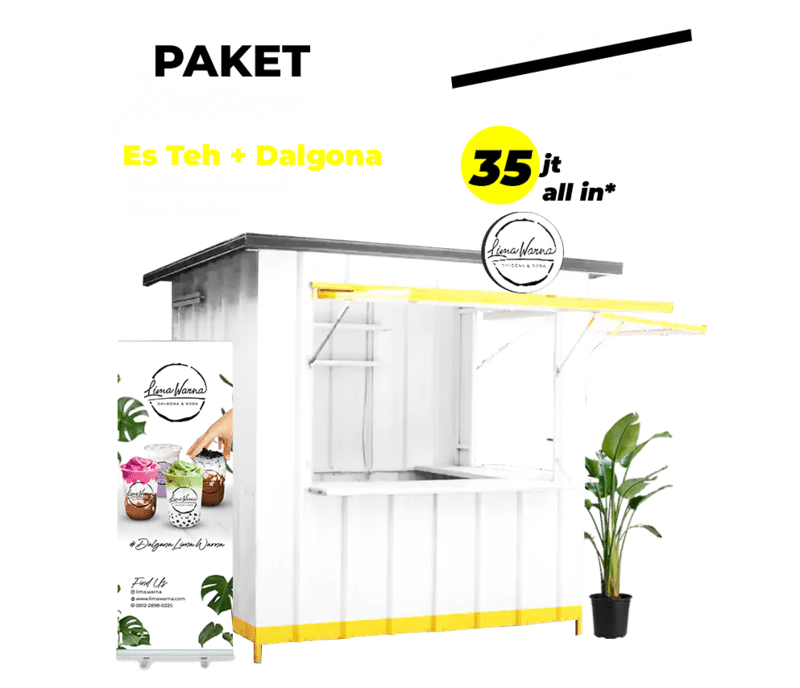 Paket kontainer 35juta komplit dapat semua fasilitas menu teh dan dalgona siap jualan