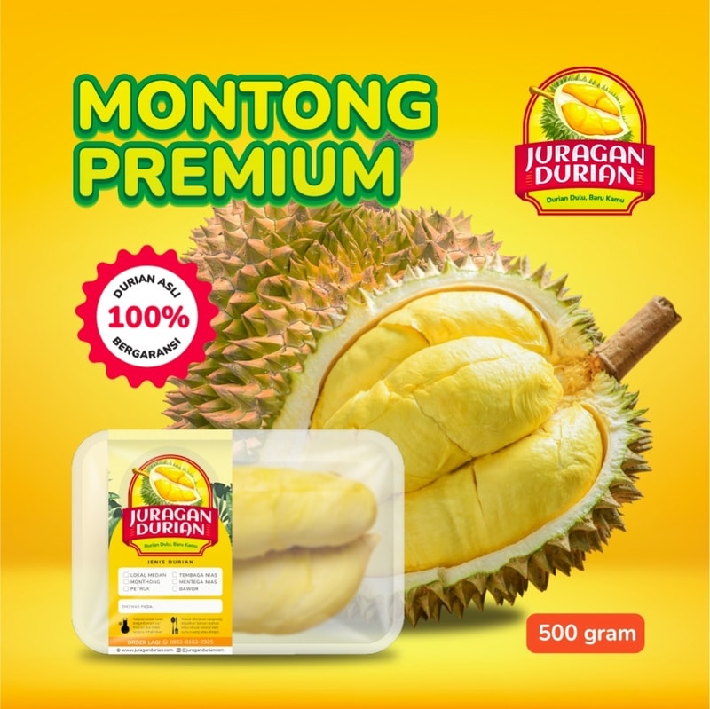 Durian Montong premium asli Medan 500 gram dengan daging besar dan legit