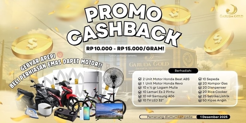 Cashback Hingga Rp15.000/Gram + Hadiah Motor!