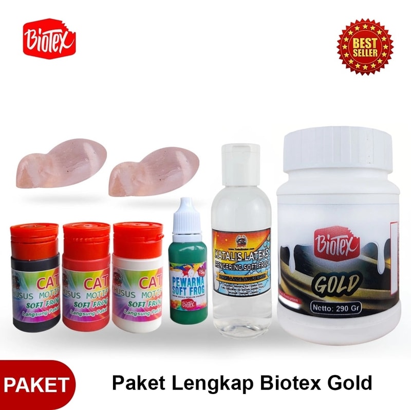 #PaketLengkapPemulaLateks #LateksGoldBiotex #BahanBikinSoftFrog #KerajinanUmpanPancingBuatan #PaketSoftFrogPemula #BahanUmpanPancingBiotex #Lateks290mlBiotex #PaketDIYUmpanPancing #BahanPembuatSoftLure #UmpanPancingSoftFrog