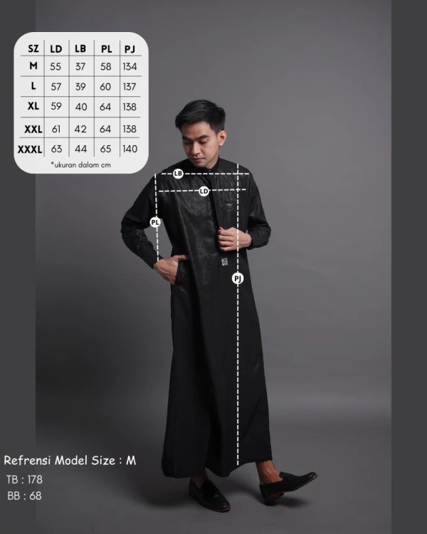 Sizechart Thobe Slimfit Fawaz