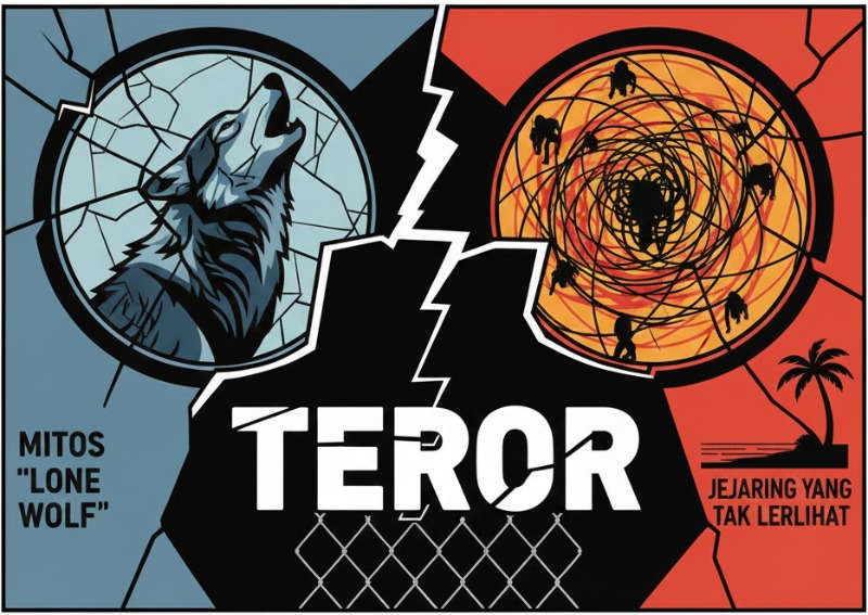 Ilustrasi Mitos Lone Wolf dan Jejaring yang tak terlihat (Gemini)