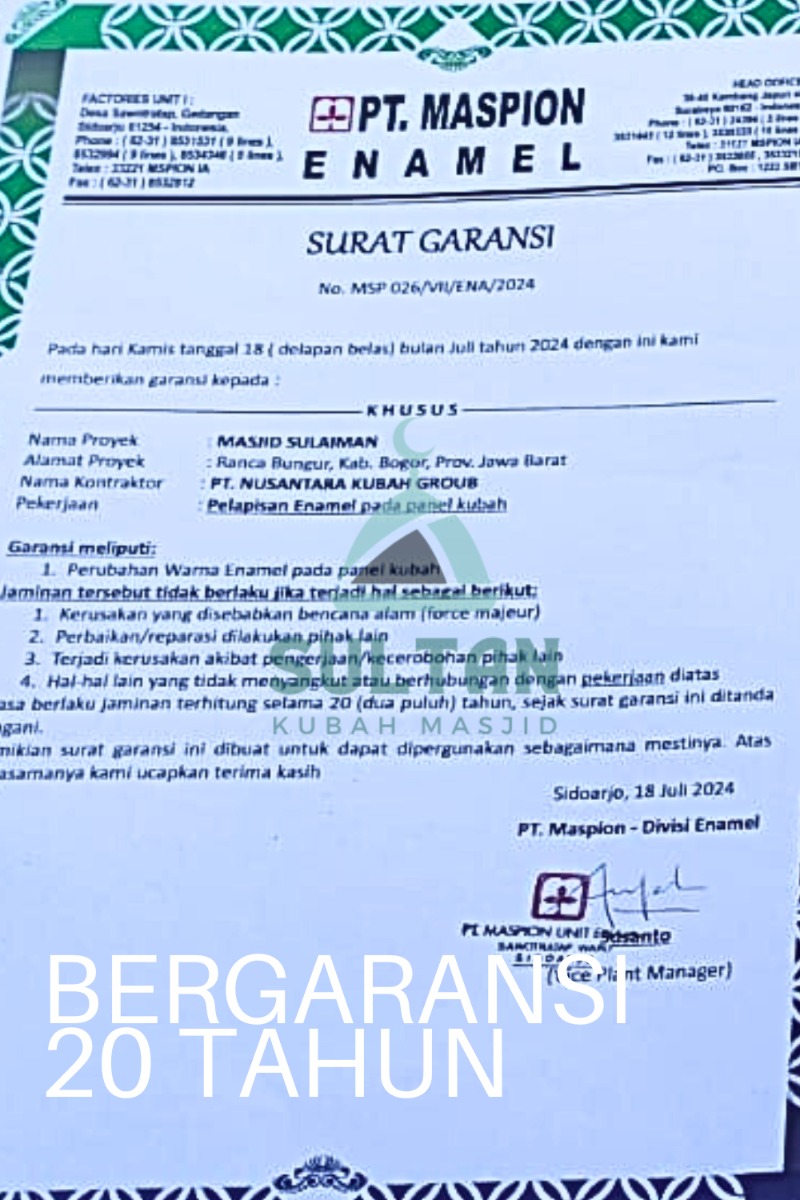 Harga enamel kubah masjid