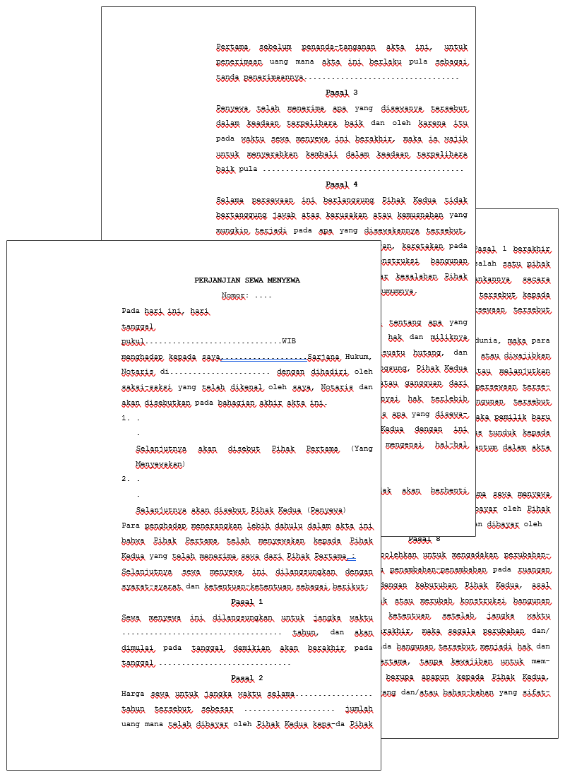 surat perjanjian sewa menyewa