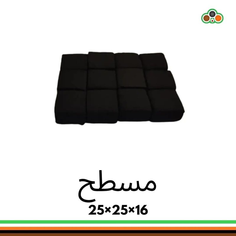 قوالب فحم من قشور جوز الهند مسطحة الشكل بقياس 25 × 25 × 16