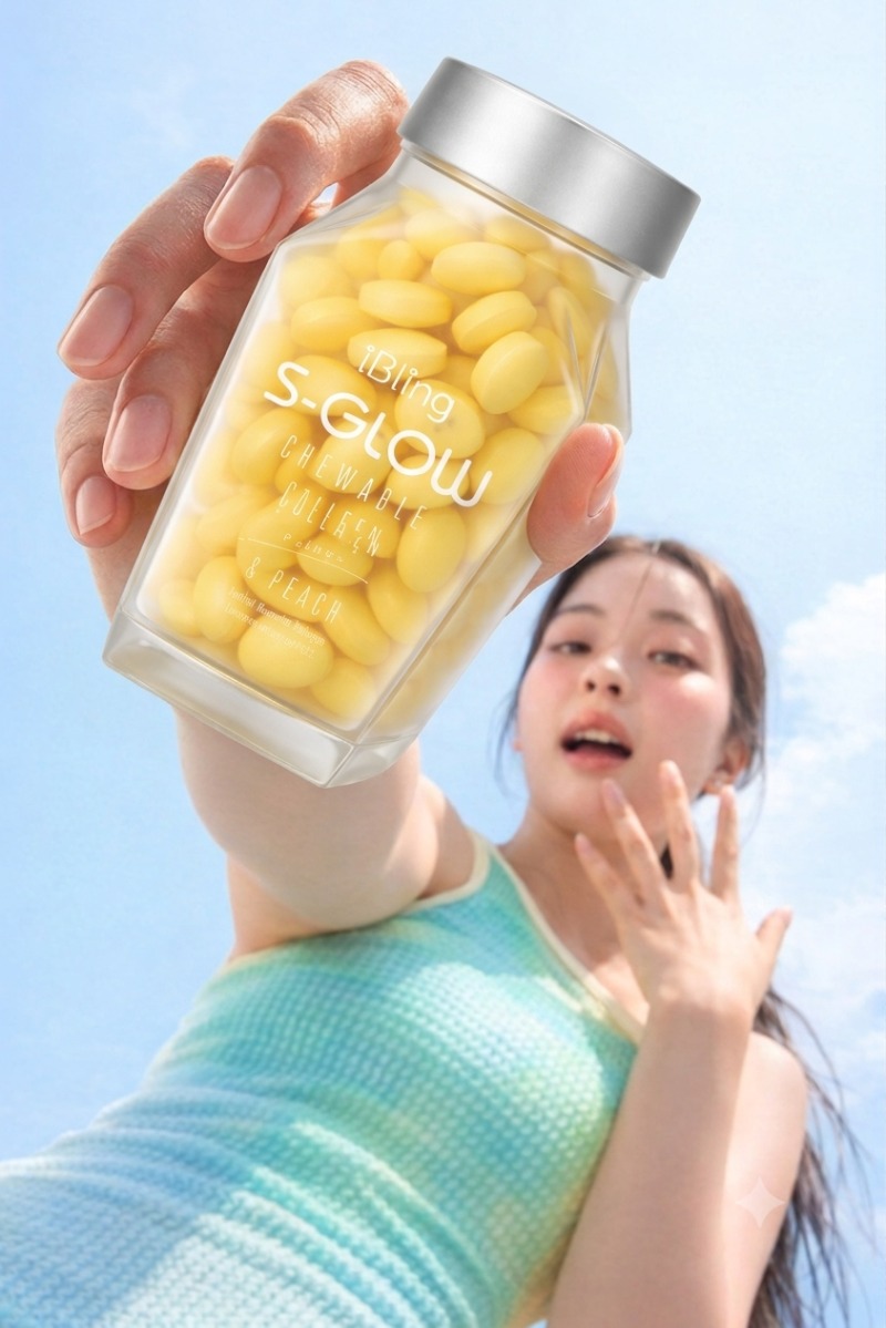 iBling S-Glow Chewable Tablet Collagen Lemon & Peach BPOM SI235073291