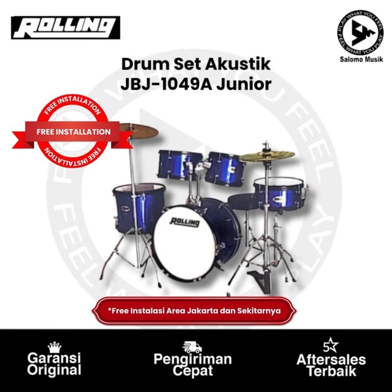 Drum Set Akustik ROLLING JBJ-1049A Junior Varian Warna