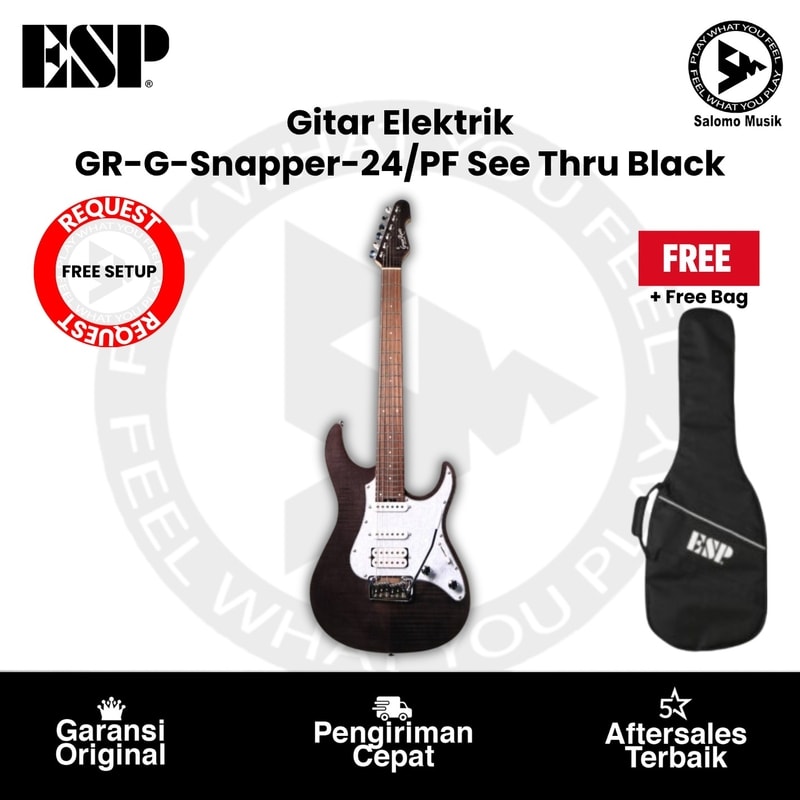 Gitar Elektrik ESP Grass Roots GR-G-Snapper-24/PF FM See Thru Black Original