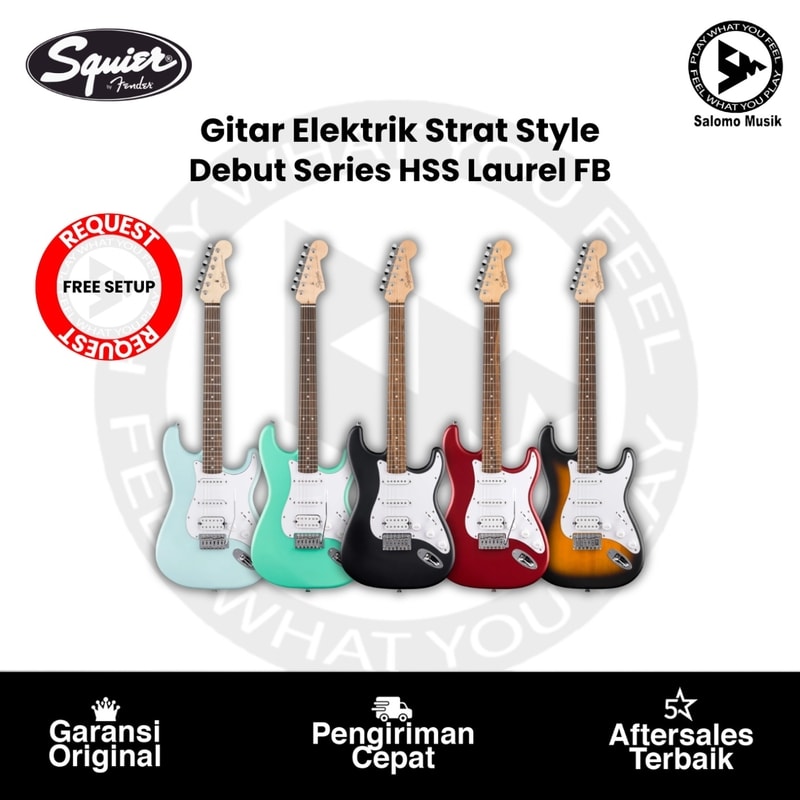 Gitar Elektrik Squier Debut Series Strat Style HSS Varian Warna Original