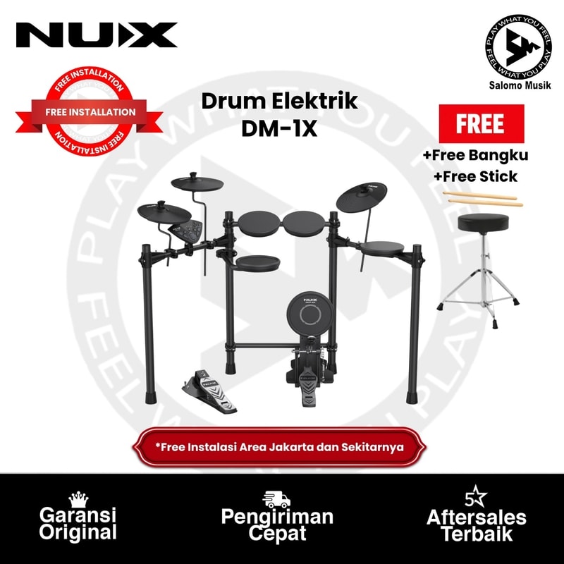 Drum Elektrik NUX DM-1X Original + Free Bangku Hook M20 + Free Stick