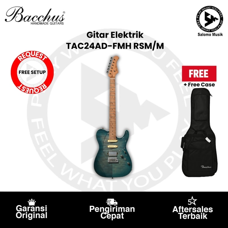 Gitar Elektrik Bacchus Andre Dinuth Signature Series TAC24AD-FMH-RSM/M TBB Original + Free Bag