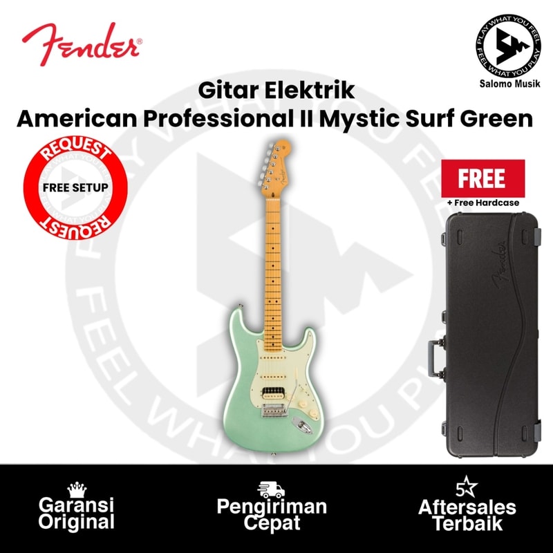 Gitar Elektrik Fender American Professional II HSS Stratocaster Maple FB Mystic Surf Green + Free Hardcase