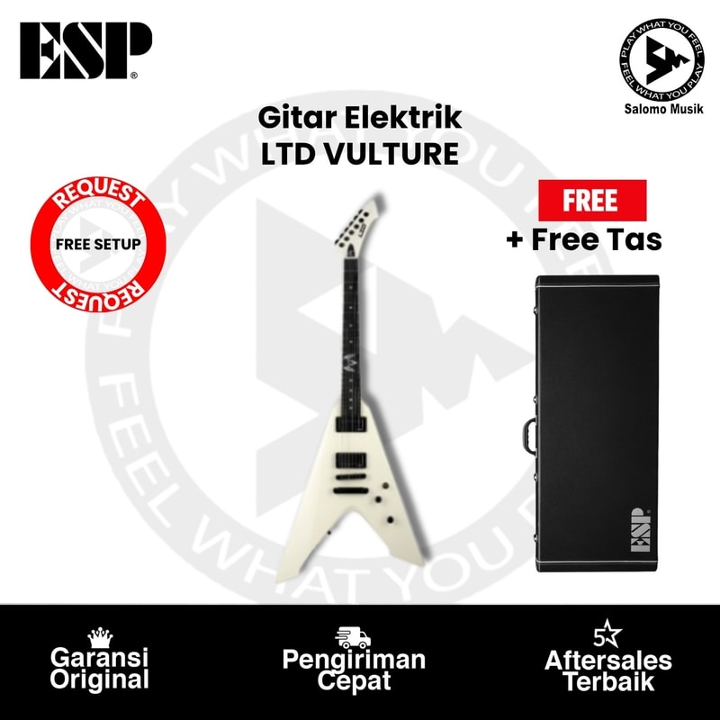 Gitar Elektrik ESP LTD VULTURE Olympic White Original + Free Hardcase