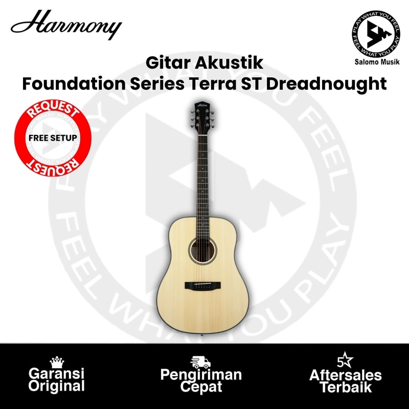 Gitar Akustik Harmony Foundation Series Terra ST Dreadnought Natural Satin
