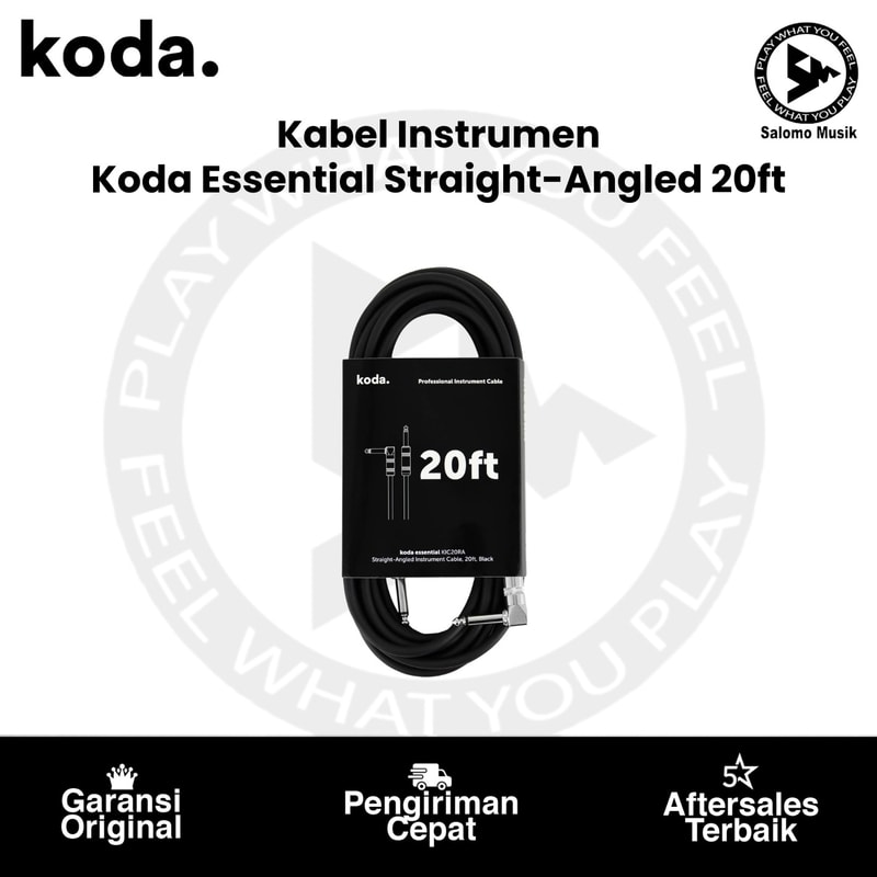 Kabel Instrumen Koda Essential KIC20RA Straight-Angled 20ft Black