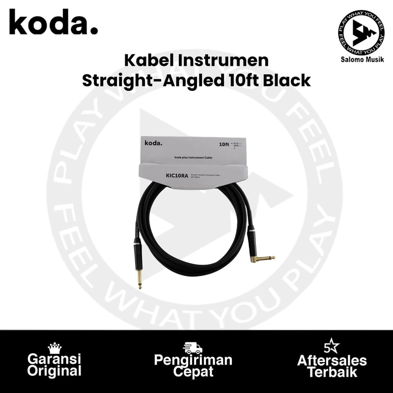 Kabel Instrumen Koda KIC10RA Straight-Angled 10ft Black