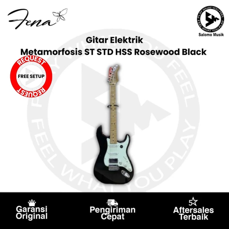 Gitar Elektrik Fena Metamorfosis ST STD HSS Rosewood Black