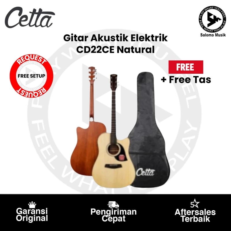 Gitar Akustik Elektrik Cetta CD22CE Natural Original + Free Softcase