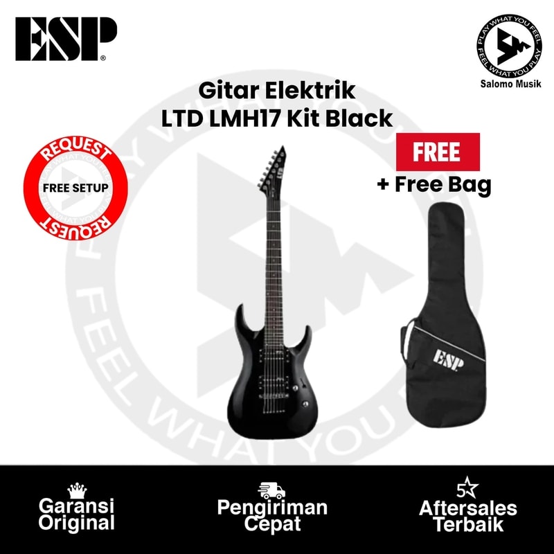 Gitar Elektrik ESP LTD LMH17 Kit Black + Free Bag + Free Request Set Up