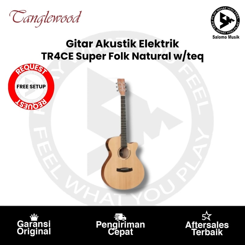 Gitar Akustik Elektrik Tanglewood TR4CE Super Folk Natural w/teq Original