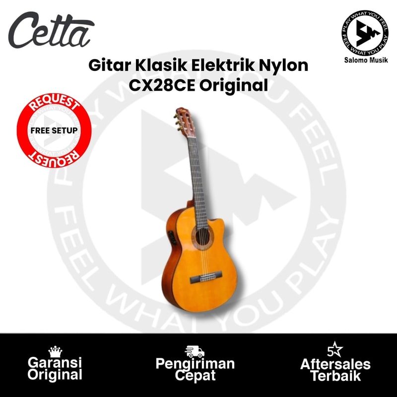 Gitar Klasik Elektrik Nylon Cetta CX28CE Original + Free Setting