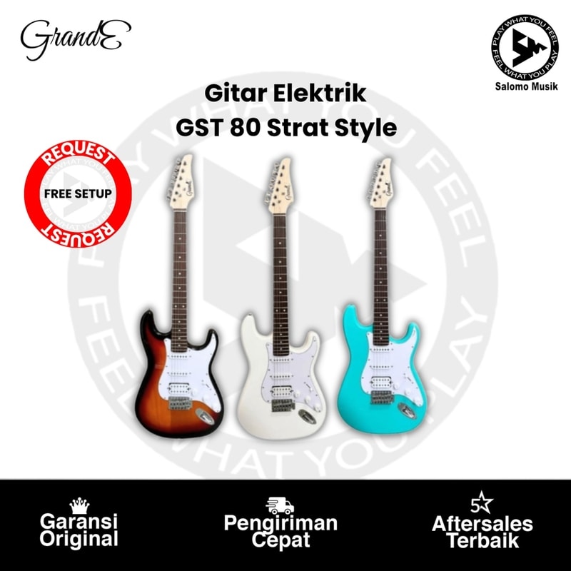 Gitar Elektrik Strat Style Grande GST 80 HSS Pickup Varian Warna