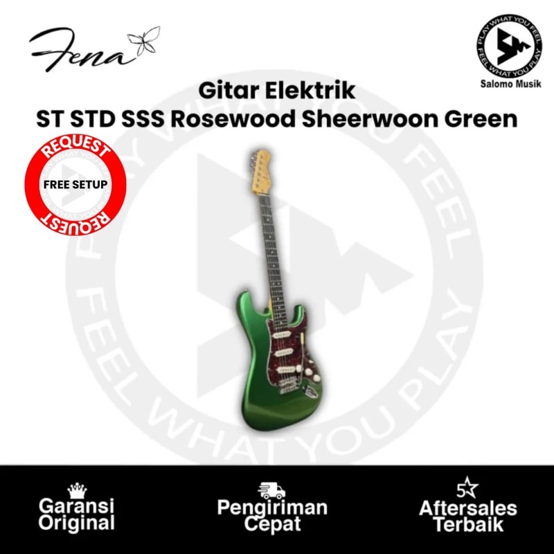 Gitar Elektrik Fena ST STD SSS Rosewood Sheerwood Green