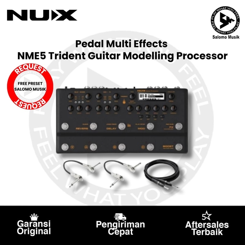 Pedal Multi Effect NUX NME5 Trident Guitar Modelling Processor with Impulse Response Original