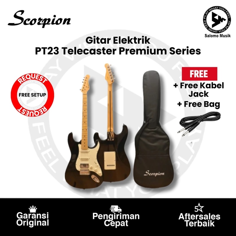 Gitar Elektrik Scorpion PT23 Telecaster Premium Series + Free Softcase + Free Kabel Jack + Free Setup