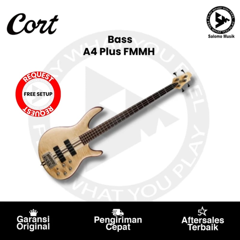 Bass Elektrik Cort A4 Plus FMMH Bass Artisan Series Open Pore Natural