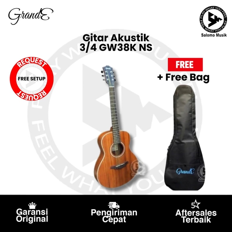 Gitar Akustik Grande 3/4 GW38K NS + Free Softcase + Free Request Set Up