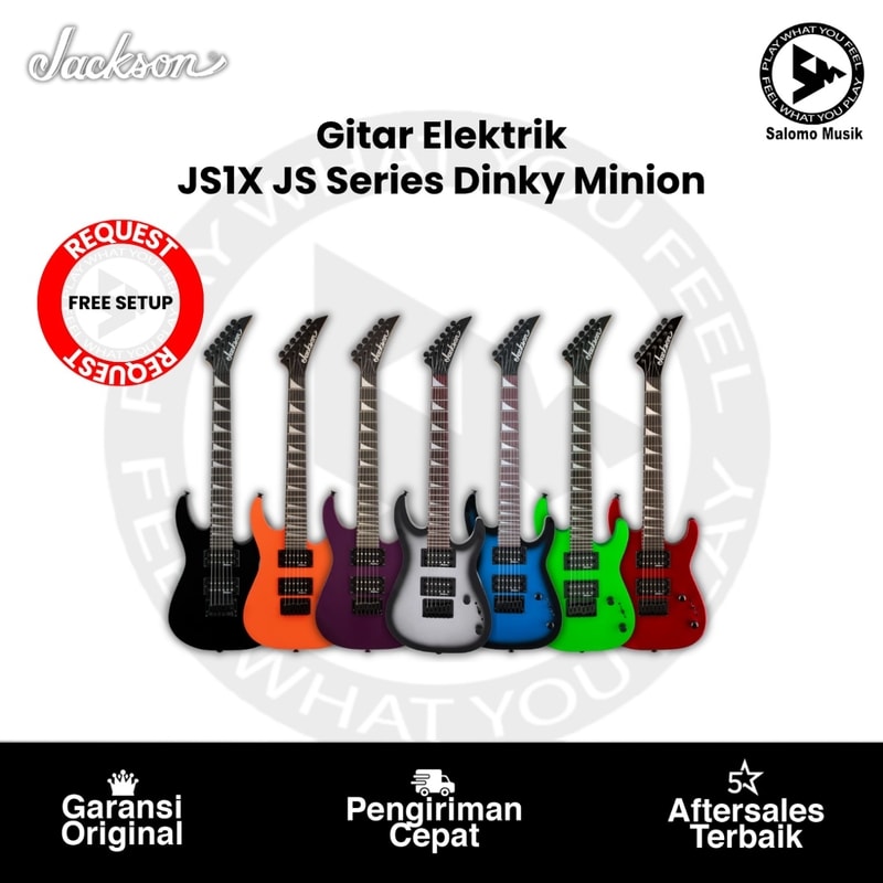 Gitar Elektrik Jackson JS1X JS Series Dinky Minion Amaranth FB Varian Warna Original