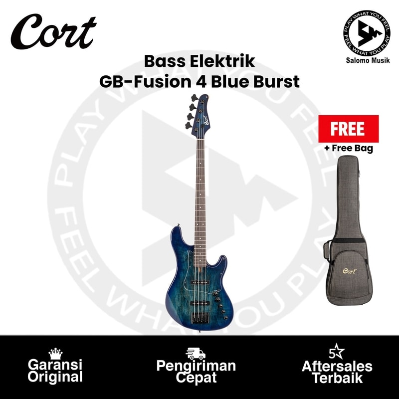 Bass Elektrik Cort GB-Fusion 4 BB Blue Burst Original + Free Bag