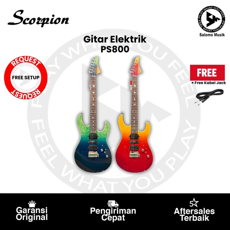 Gitar Elektrik Scorpion PS-800 PS Nova Series Varian Warna Original + Free Kabel Jack