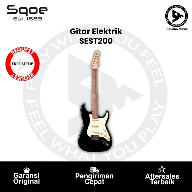 Gitar Elektrik Sqoe SEST200BK Strat Style Black