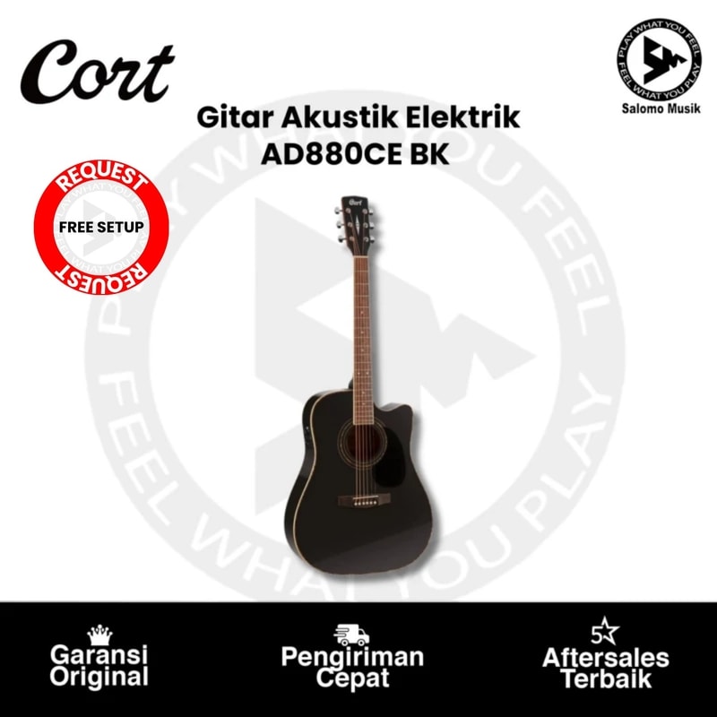 Gitar Akustik Elektrik Cort AD880CE Black Original