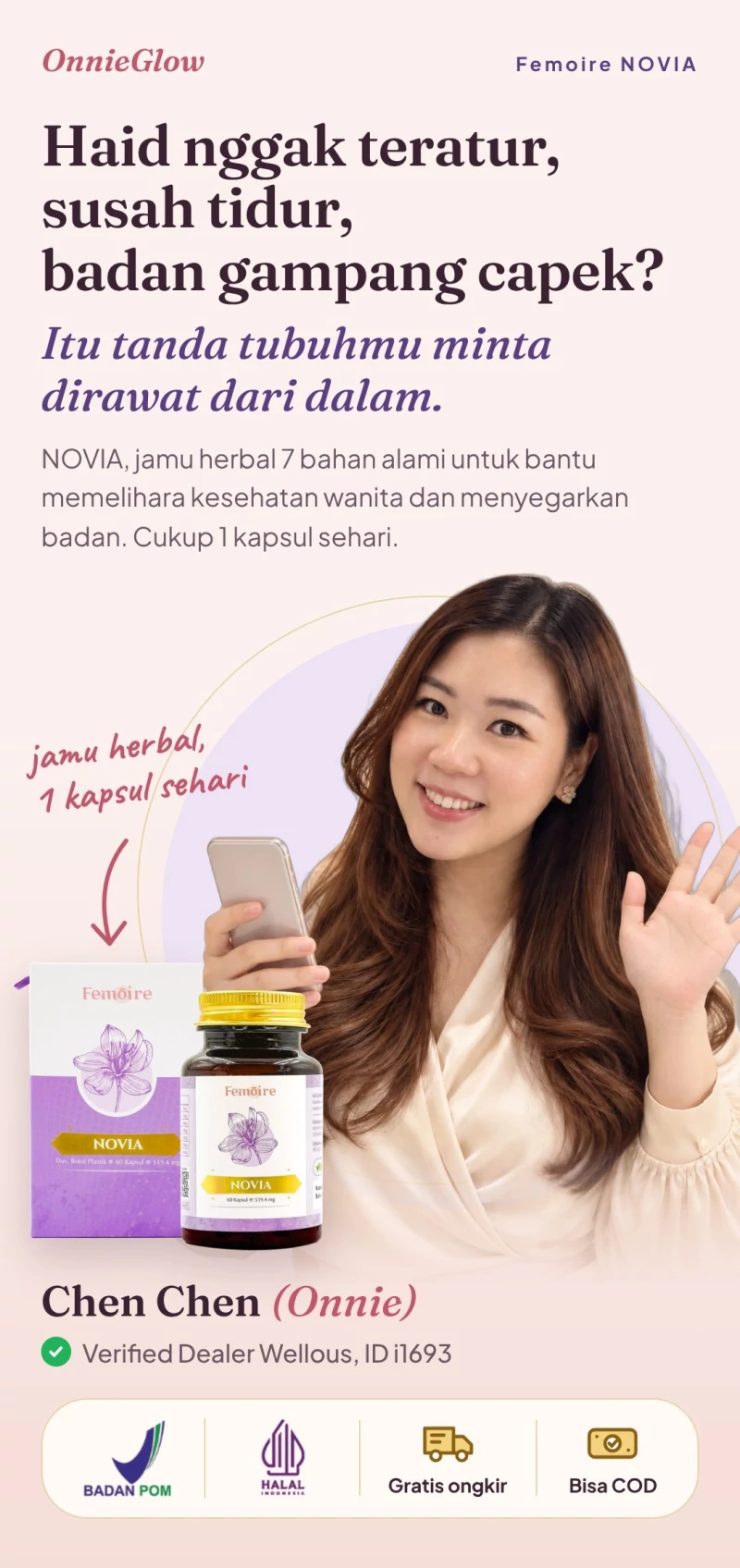 Onnie dari ONNIEGLOW melambaikan tangan